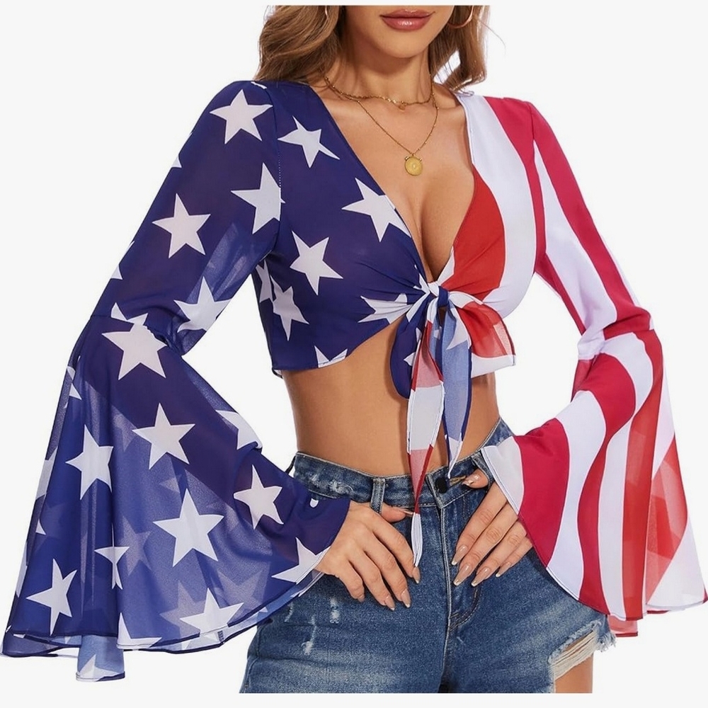 Patriotic Star and Stripe Women's Top